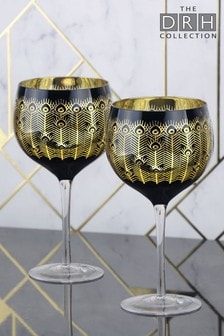 2 Pack Black Gin Glasses By The DRH Collection