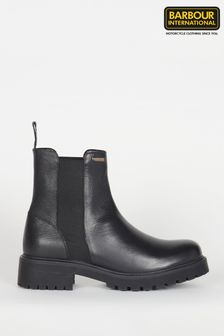 Barbour® International Exclusive Black Leather Chunky Chelsea Boots