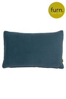 furn. Blue Cosmo Velvet Polyester Filled Cushion