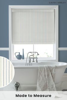 Newport Blue Candy Stripe Wood Violet Made to Measure Roman Blinds