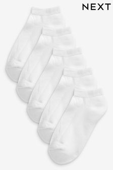 White 5 Pack Cotton Rich Cushioned Sole Trainer Socks (775432) | £6 - £7