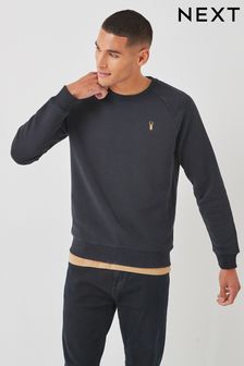 Navy Blue With Stag Regular Fit Crew Sweatshirt (775613) | £24