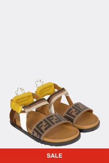 Fendi Kids Brown Leather Sandals