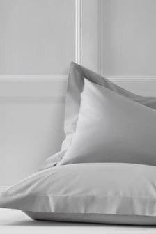 Set of 2 Silver Grey Cotton Rich Pillowcases