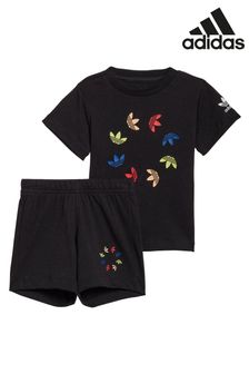 adidas Adicolor Black T-Shirt And Shorts Set