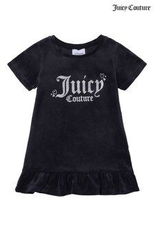 Juicy Couture Blue Juicy Heart Velour One Frill Hem Dress