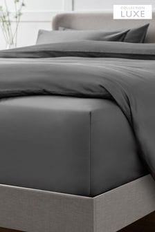 Charcoal Grey Collection Luxe 400 Thread Count Extra Deep Fitted 100% Egyptian Cotton Sateen Deep Fitted Sheet