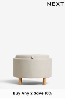 Contemporary Tweed Natural Ashton Storage Footstool