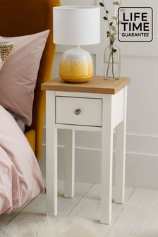 Chalk White Malvern Paint Effect 1 Drawer Slim Bedside Table