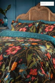Paoletti Multicolour Botanist Opulent Floral Cotton Sateen Duvet Cover and Pillowcase Set