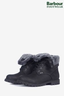 Barbour Black Leather Waterproof Faux Fur Lined Hiker Boot