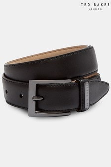 Ted Baker Black Lizwiz Leather Keeper Plate Belt