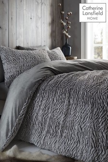 Catherine Lansfield Natural Wolf Faux Fur Duvet Cover and Pillowcase Set (805527) | £40 - £70
