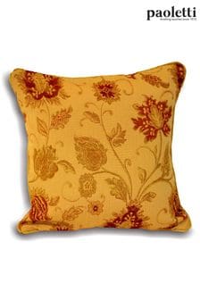 Riva Paoletti Gold Yellow Zurich Floral Jacquard Feather Cushion