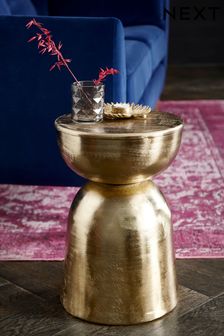 Gold Loxley Metal Shaped Drum Side Table (810688) | £90