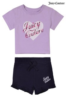 Juicy Couture Purple Heart T-Shirt And Short Set