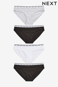 Monochrome Bikini Cotton Rich Logo Knickers 4 Pack (812335) | £16