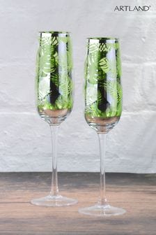 2 Pack Green Champagne Flutes By The DRH Collection