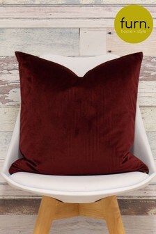 furn. Oxblood Red Aurora Ribbed Velvet Polyester Filled Cushion