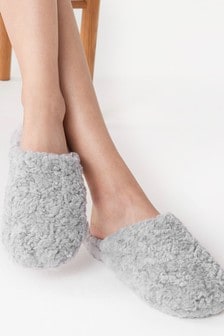 Recycled Faux Fur Mule Slippers
