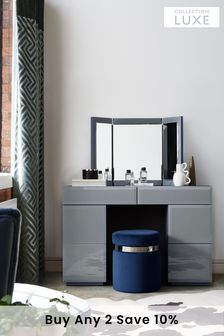 Grey Sloane Glass Collection Luxe Storage Console Dressing Table (818395) | £699