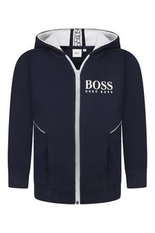 Boss Kidswear Boys Navy Cotton Zip-Up Top