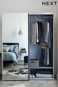 Collection Luxe Sloane Grey Glass 1.5M Sliding Wardrobe with Mirrored Door
