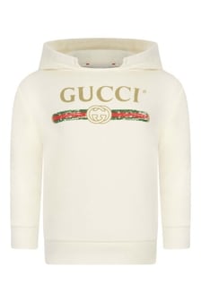GUCCI Kids Ivory Hooded Baby Sweater