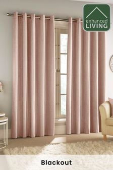 Enhanced Living Pink Savoy Ready Made Blackout Pencil Pleat Curtains