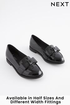 girls black slip on school shoes