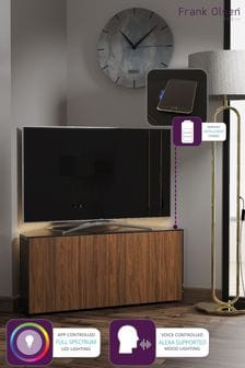Frank Olsen Smart LED Black and Walnut Corner TV Unit