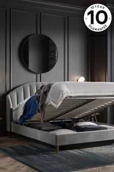Opulent Velvet Steel Grey Stella Upholstered Ottoman Bed Frame