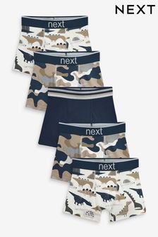 Natural Dino Camouflage 5 Pack Trunks (2-12yrs) (839083) | £15 - £17