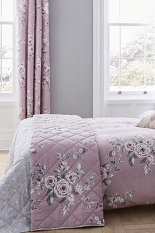 Catherine Lansfield Lilac Purple Reversible Canterbury Floral Quilted Bedspread (839431) | £45