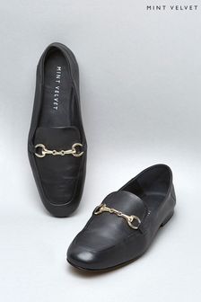 Mint Velvet Camille Black Leather Loafers (839675) | £99