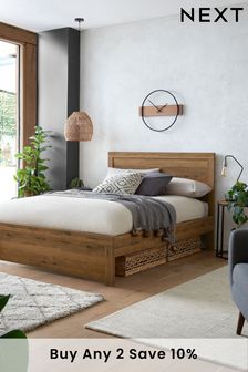 Bronx Oak Effect Wooden Bed