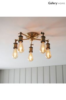 Gallery Home Antique Brass Hamilton 5 Bulb Ceiling Light