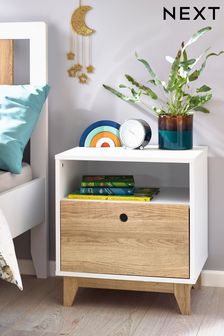 Parker White and Wood Effect Bedside Table