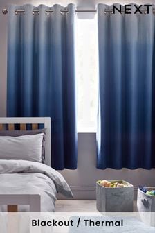 Blue Ombre Print Eyelet Blackout Curtains (846135) | £44 - £74
