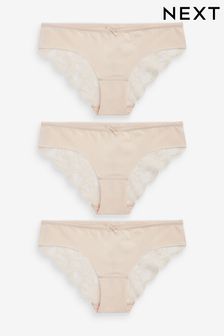 Nude Brazilian No VPL Lace Back Briefs 3 Pack (846251) | £16