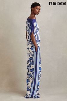 Reiss Diana Tile Print Off-The-Shoulder Jumpsuit