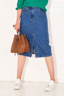 New long button through skirt size 16 to 26 pastel colours Blue Green Taupe