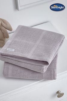 Silentnight 2 Pack Grey Safe Nights Cotton Traditional Cellular Blankets