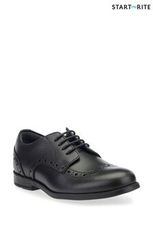 Start-Rite Brogue Snr Black Leather Smart School Shoes Wide Fit