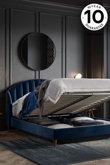 Opulent Velvet Dark Navy Blue Stella Upholstered Ottoman Bed Frame