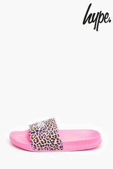 Hype. Pink Disco Leopard Kids Sliders