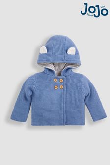 JoJo Maman Bébé Denim Bear Baby Hooded Cardigan (8622L4) | £23