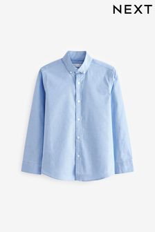Blue Plain Long Sleeve JuzsportsShops Oxford Shirt (3-16yrs) (862695) | £12 - £17