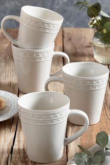 Set of 4 White Langley Mugs