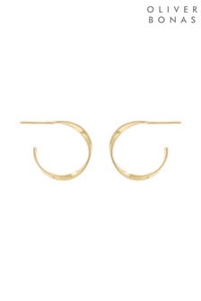 Oliver Bonas Gold Plated Brass Spiral Twisted Hoop Earrings